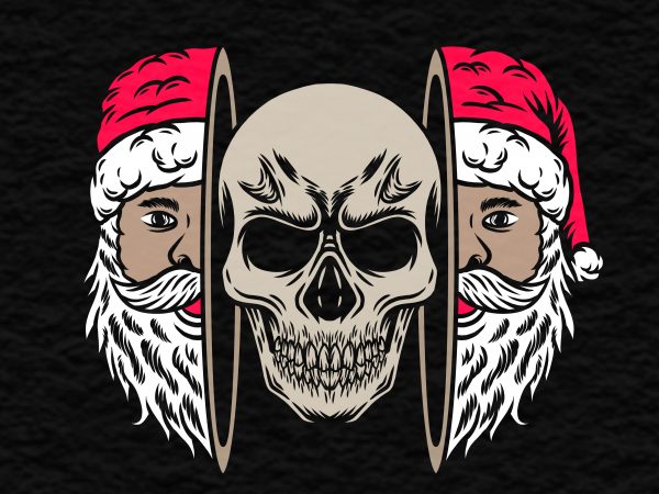 Skull face santa t shirt template vector