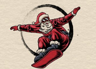 SANTA SNOWBOARDING t shirt template vector