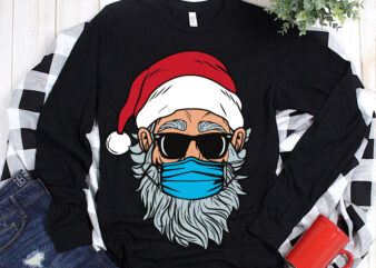 Santa Claus wearing sunglasses wearing a mask Svg, Christmas SVG t shirt template vector