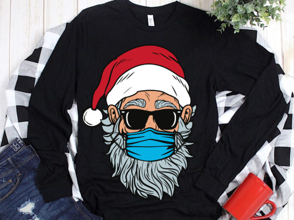 Santa claus wearing sunglasses wearing a mask svg, christmas svg t shirt template vector