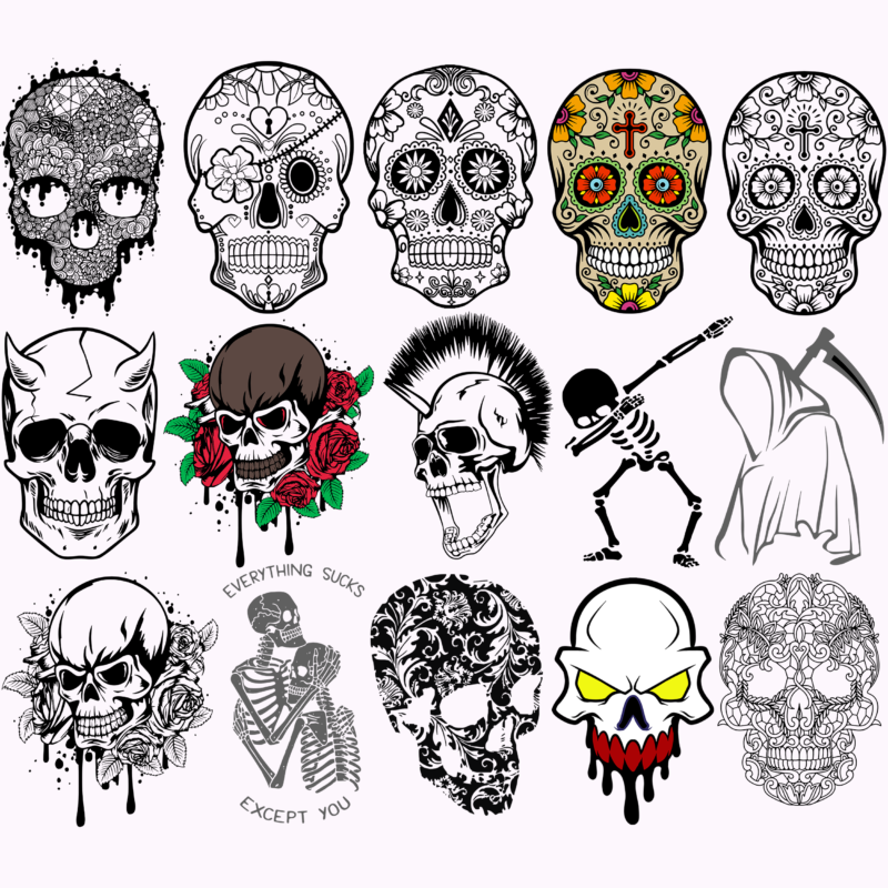 103 Skull bundles t shirt design vector, Skull bundle t shirt design, Bundles Skull SVG, Skull Bundle, Bundle Skull, Skull Bundles, Skull Bundles Svg, Calavera Svg, Day of the dead