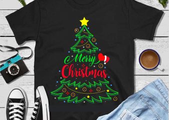 Christmas Tree With Ornaments Svg, Christmas tree star topper Svg, Christmas Tree With Star vector, Christmas Tree With Star Svg, Merry Christmas Svg, Christmas Tree vector, Christmas Tree Svg, Star