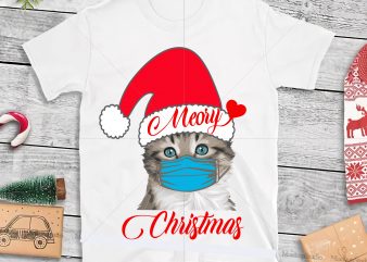 Christmas kitten design, Christmas kitten Png, Christmas cat t shirt template vector, Meory christmas Png, Kittens wearing a mask Png, Kittens christmas vector, Kittens wearing a mask vector, Funny kitten