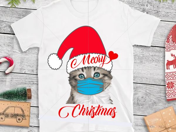 Christmas kitten design, christmas kitten png, christmas cat t shirt template vector, meory christmas png, kittens wearing a mask png, kittens christmas vector, kittens wearing a mask vector, funny kitten