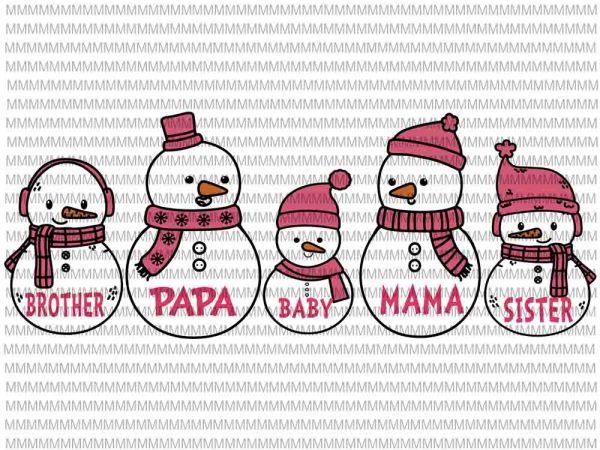 Snowman family christmas svg, snowman family svg, cute snowman svg, family christmas svg t shirt template vector