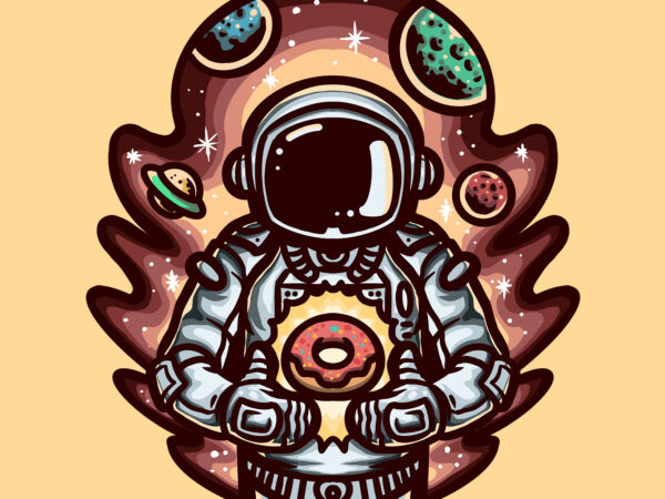 Astronaut donuts t shirt vector