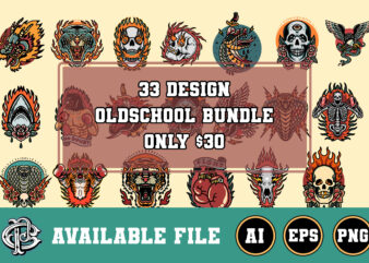 33 oldschool tattoo design bundle t-shirt design
