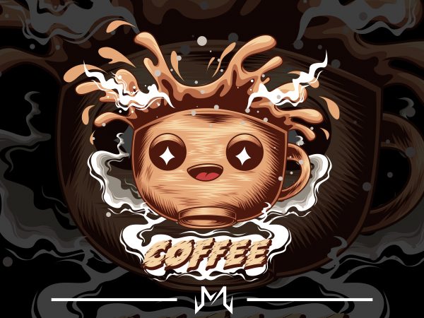 Cute coffee art t shirt vector file