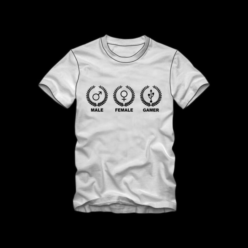 Gamer gender gaming male female tshirt vector design for sale
