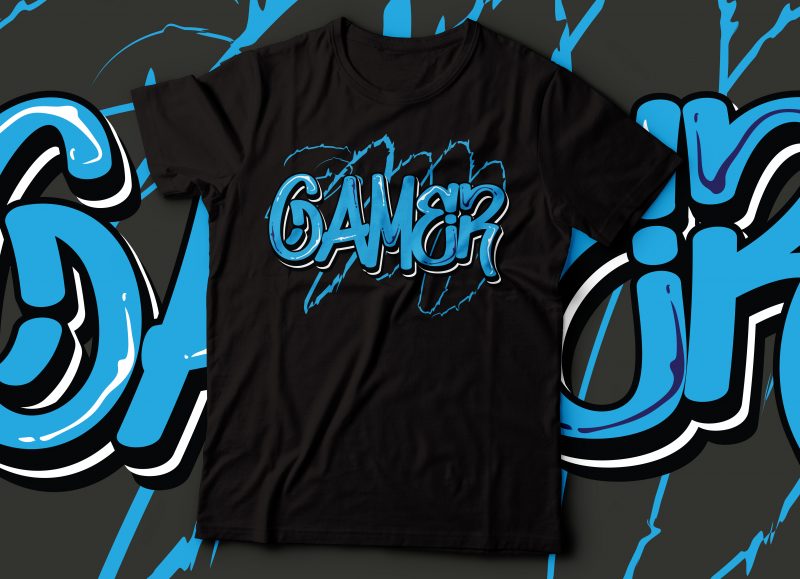 gamer graffiti text | graffiti typography design | game lover design