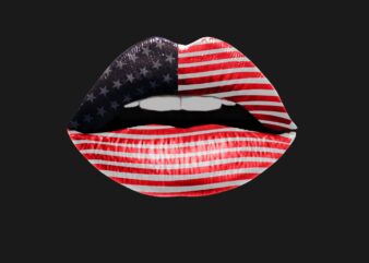 American flag lips design vector template for sale