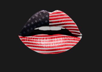 American flag lips design vector template for sale