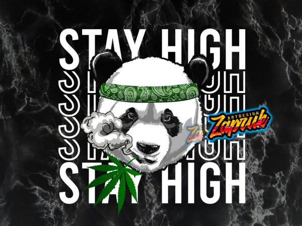 Panda stay high artwork – tshirt design for sale