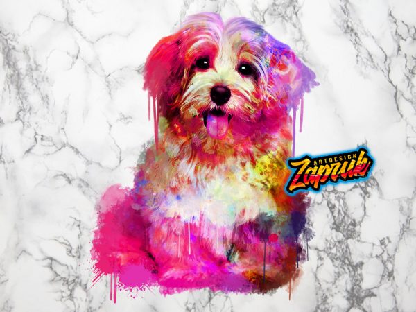 #1 abstract colorful puppy dog – tshirt design