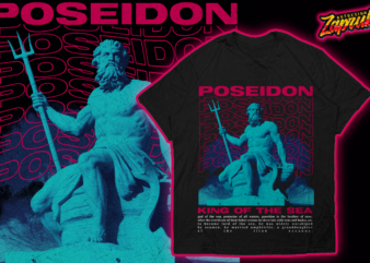 Trendy Modern Streetwear Mythology Poseidon T-shirt design