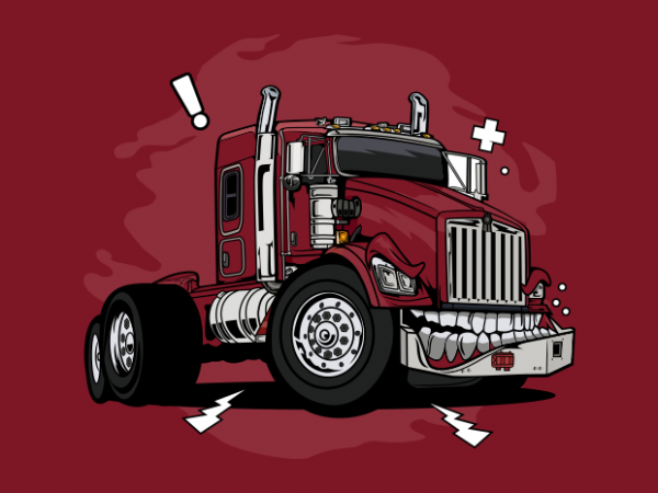 Monster red truck t shirt designs for sale