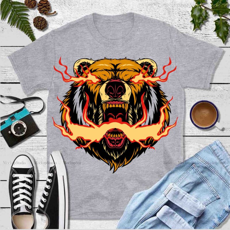 Angry bear t shirt template vector, Angry Bear Svg, Angry Bear vector, Bear Svg, Bear, Bear vector, Bear face Svg, Bear face, Angry Bear