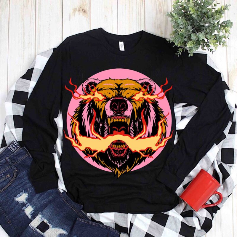 Angry bear t shirt template vector, Angry Bear Svg, Angry Bear vector, Bear Svg, Bear, Bear vector, Bear face Svg, Bear face, Angry Bear