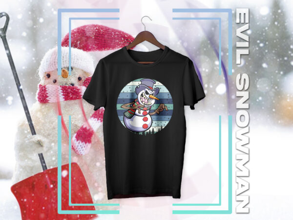 Snowman / snow monster / ice man / evil snowman/ christmas / krompus/ frosty psd+png t shirt template vector