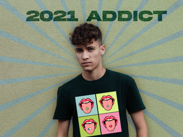Social media addict drug addict addiction addict 2021 bad habits social media influencer t shirt template vector