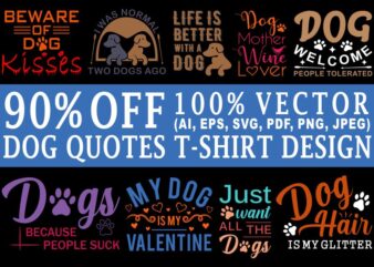 Best selling dog quotes t shirt designs bundle – 12 dog quotes editable t shirt designs bundle 90% off for commercial use