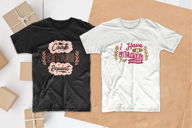 Cooking and chef typography t shirt design quotes bundle collection, Set of Eat T-shirt designs Lettering PSD SVG EPS PNG Vector