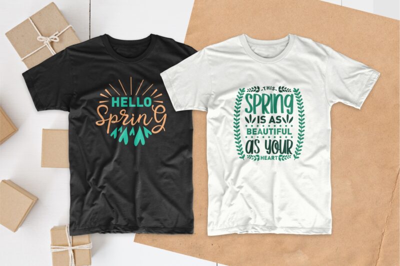 Spring t-shirt designs bundle, Spring qoutes svg, Set of Spring season t shirt design bundles pack collection, EPS SVG PNG PSD