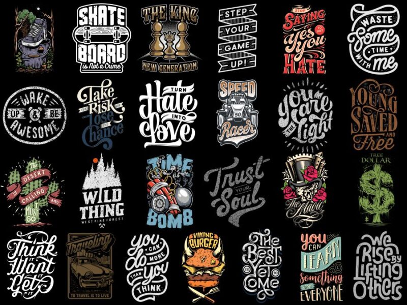 t-shirt vector 100 T-SHIRT DESIGNS BUNDLE Part 1