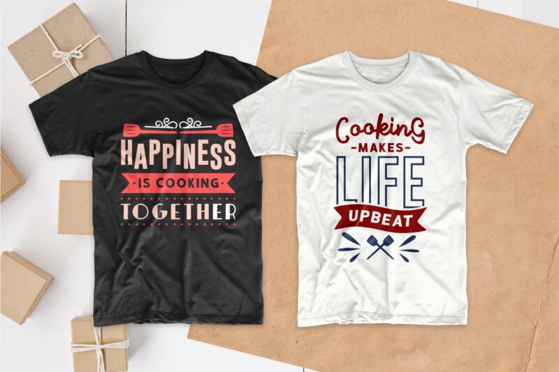 Cooking and chef typography t shirt design quotes bundle collection, Set of Eat T-shirt designs Lettering PSD SVG EPS PNG Vector