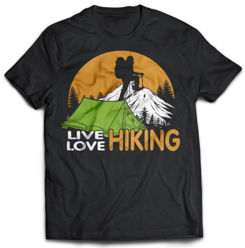 74 HIKING Tshirt designs Bundles Editable