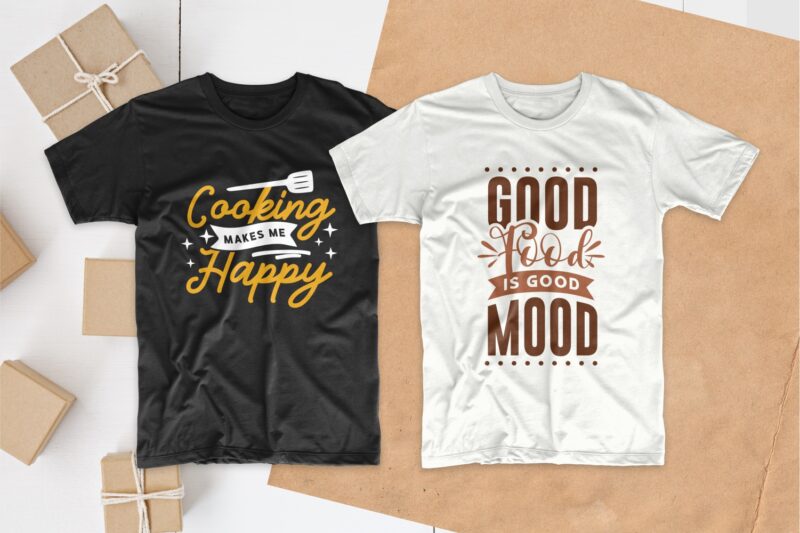 Cooking and chef typography t shirt design quotes bundle collection, Set of Eat T-shirt designs Lettering PSD SVG EPS PNG Vector