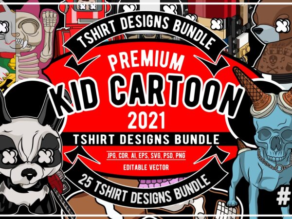 25 kid cartoon tshirt designs bundle #1