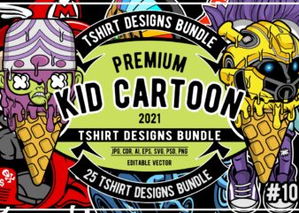 25 Kid Cartoon Tshirt Designs Bundle #10