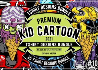25 Kid Cartoon Tshirt Designs Bundle #10
