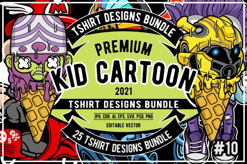 25 Kid Cartoon Tshirt Designs Bundle #10