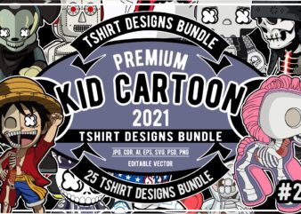 25 Kid Cartoon Tshirt Designs Bundle #2