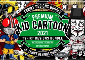 25 Kid Cartoon Tshirt Designs Bundle #3