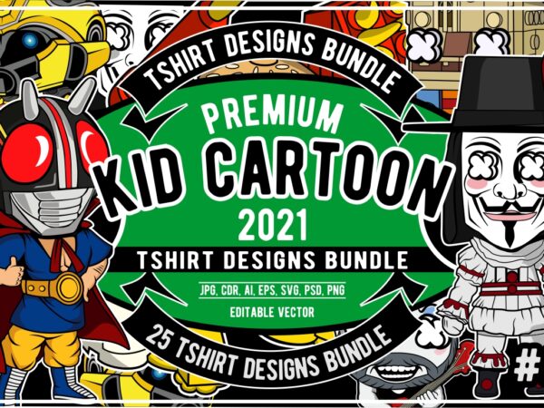 25 kid cartoon tshirt designs bundle #3