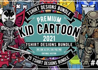25 Kid Cartoon Tshirt Designs Bundle #4