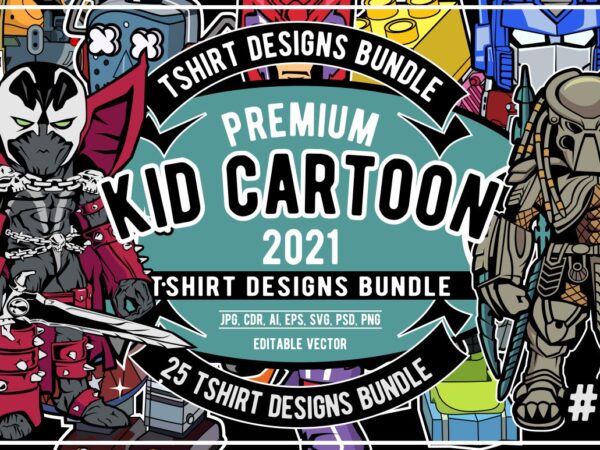 25 kid cartoon tshirt designs bundle #4