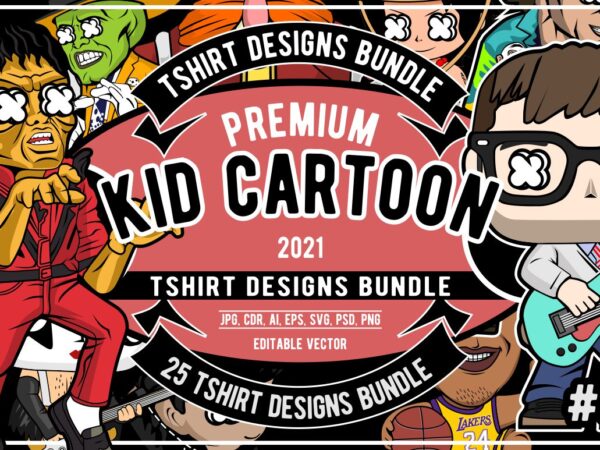 25 kid cartoon tshirt designs bundle #5