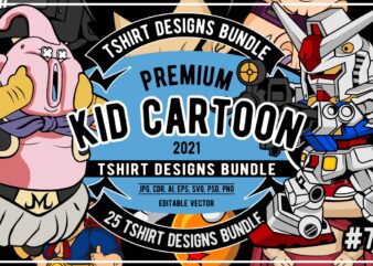 25 Kid Cartoon Tshirt Designs Bundle #7