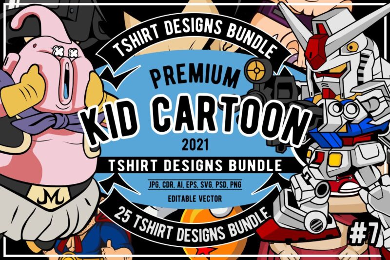 25 Kid Cartoon Tshirt Designs Bundle #7