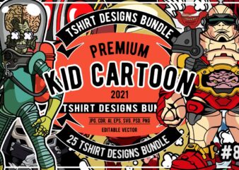 25 Kid Cartoon Tshirt Designs Bundle #8