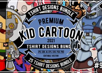 25 Kid Cartoon Tshirt Designs Bundle #9