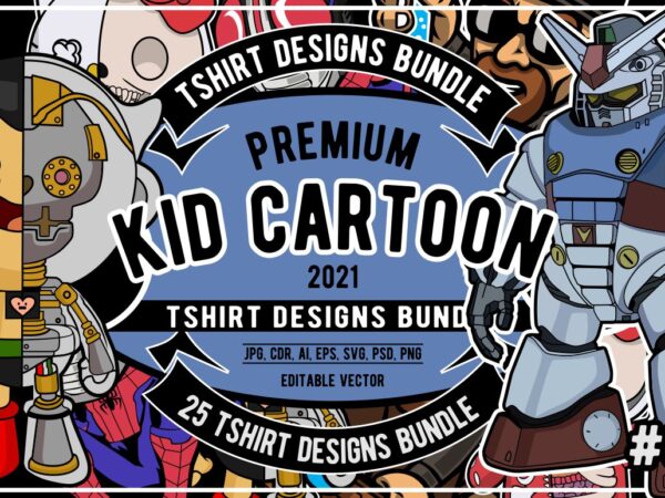 25 kid cartoon tshirt designs bundle #9