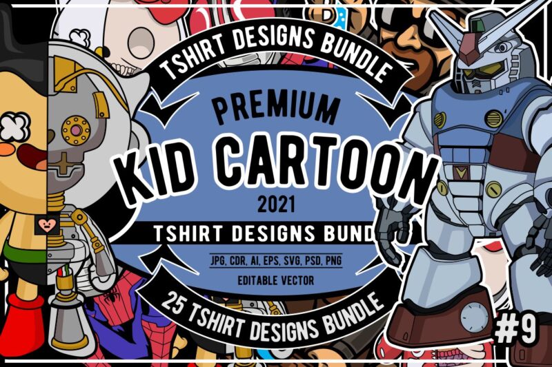 25 Kid Cartoon Tshirt Designs Bundle #9