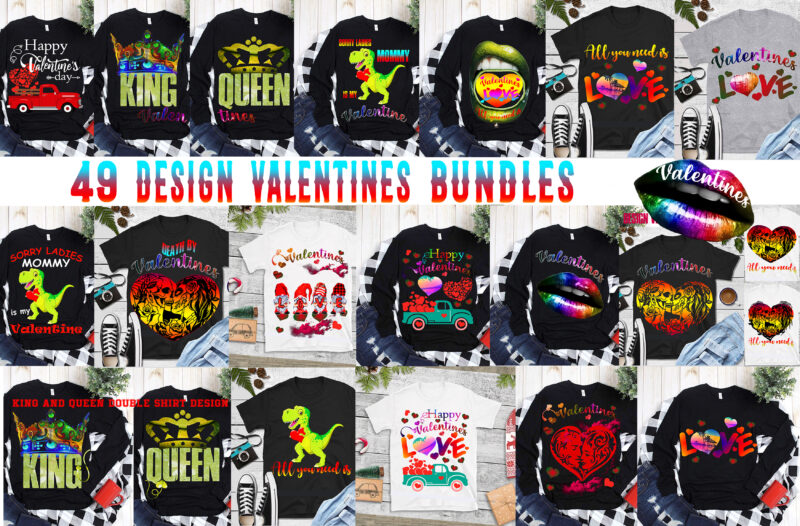Valentine bundle, 49 Design Bundle Valentines, Valentines bundles t shirt design, Happy Valentine’s Day t shirt design