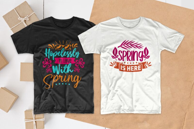 Spring t-shirt designs bundle, Spring qoutes svg, Set of Spring season t shirt design bundles pack collection, EPS SVG PNG PSD