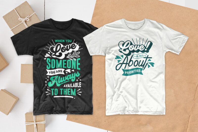 Love and romantic quotes typography t shirt design bundle, saying and phrases lettering t-shirt designs pack collection for commercial use